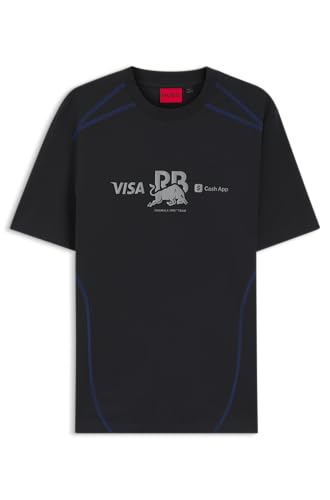 Image of HUGO Visa Cash App Racing Bulls F1 Team, Official Boss 2026 Collection, Fanwear Core Logo T-Shirt, Tee, Jersey, Black (UK, Alpha, M, Regular, Regular)