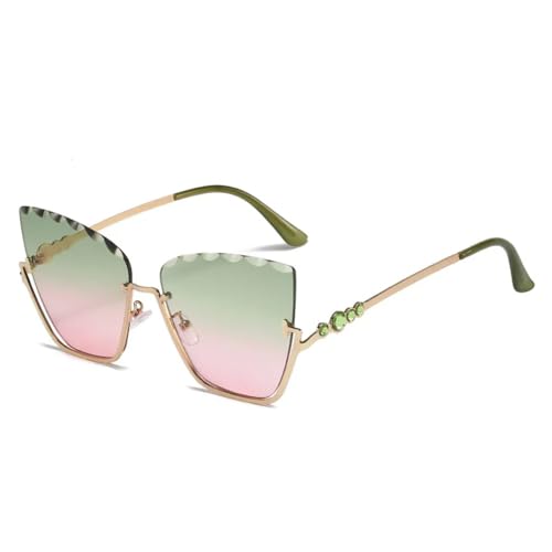 Lunettes de soleil œil de chat semi-sans monture en métal pour femmes et dames