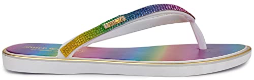 Juicy Couture Flip Flops For Women - Thong Sandals For Women - Womens Open Toe Slip-On Sandal With Glitter Rhinestone Accents On Strap - Scope Rainbow-7 #TOP1