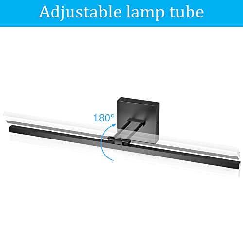 Image of Ralbay 32 inch Matte Black Bathroom Vanity Light - 18W Adjustable Modern LED Lighting Fixture for Bathroom (6000K Cool White Light)