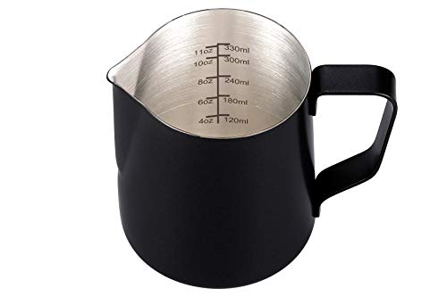 Espresso Milk Frothing Pitcher 12 oz Black,Espresso Steaming Pitcher 12 oz,Coffee Milk Frothing Cup,Coffee Steaming Pitcher 12 oz/350 ml