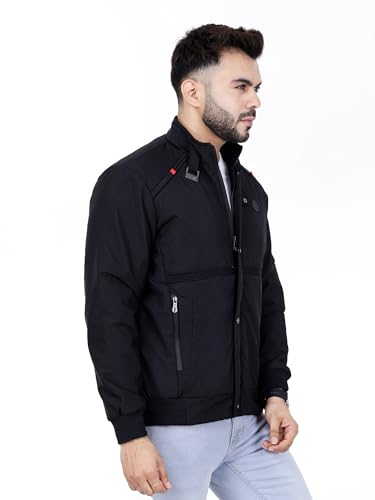 Image of Dollar Full Sleeves Bomber Jacket for Men | TPU Men's Standing Collar Lightweight Winter Jacket, Regular Fit