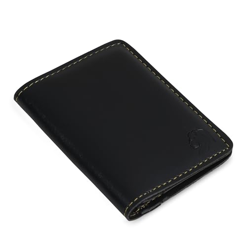 Image of VEMILIO Vegan Leather Card Holder Wallet for Men & Women | Slim Bi-Fold Design | RFID Protected | Button Closure | 3-4 Card Slots | Durable & Travel-Friendly (Green