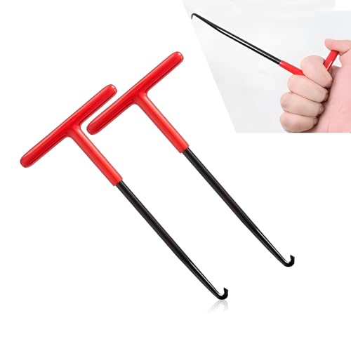 Image of Ajxn 2 PCS Car Exhaust Pipe Tension Spring Hook, 5.51 inch x 0.98 inch x 0.98 inch Labor-saving T-handle Design Spring Disassembly Assembly Hook, Portable Repair Accessories, for Cars, Motorcycles (Red & Black)