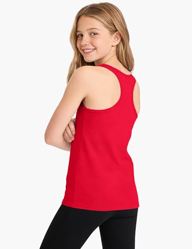 Image of Auranso Girls Tank Tops Cotton Sleeveless Undershirts Athletic Dance Tops