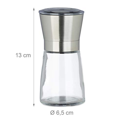 Relaxdays Pepermolen, set van 2, handmatig, glas, roestvrij staal, hoogwaardig, kruidenmolen, verstelbaar keramisch… - Image 5