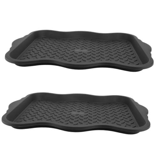 LOEFLIFA 2個 靴トレイ 多目的防水シューズトレイ 玄関用靴収納プレート 省スペース設計 汚れ防止マット ブーツや植物鉢の水受け 車内収納対
