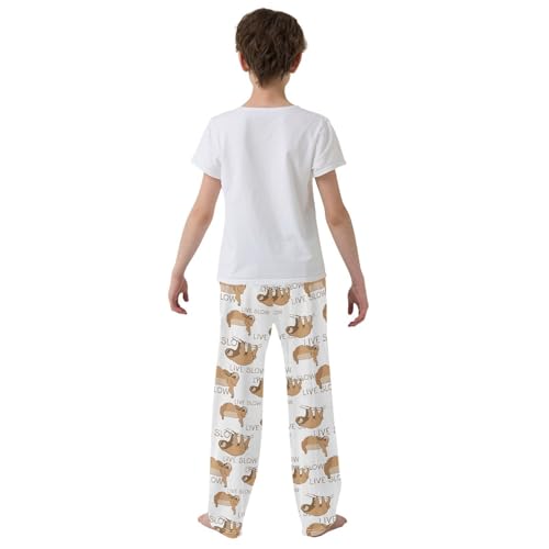 ZZXXB Sloth Lives Slow Boys Long Pants Soft Trousers Elastic Waist Kids Lounge Bottoms with Pockets S-XL3