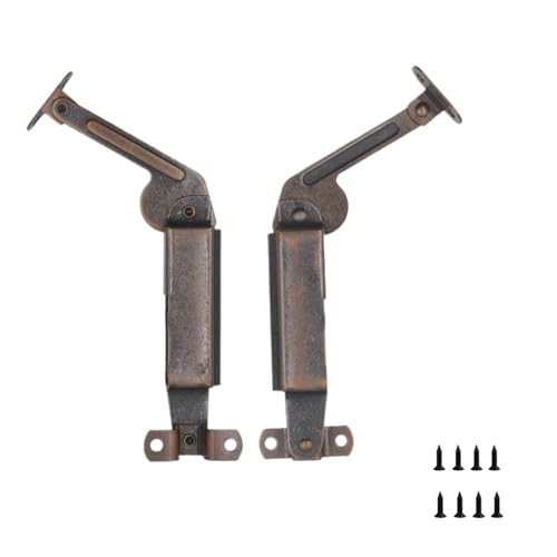 HZyizhihang 1 Pair of Self-Balancing Lid Support Hinges, Left & Right, Dark Bronze Tone with Screws for Sofa, Box, Cabinet, Toy Box, and Shoe Bench