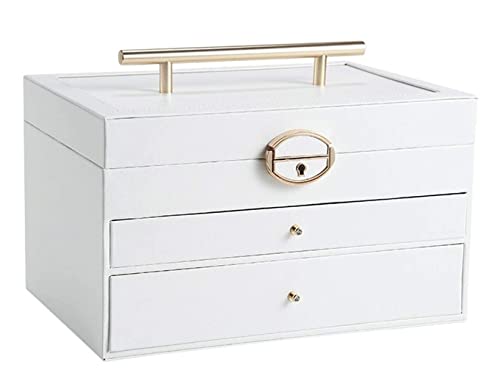 Boîte de rangement bijoux en cuir PU bleu haut de gamme