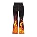 Pointodoor Orange Fire Flame Kids Flared Leggings 5-6y Teen Girls High Waist Yoga Pants Tummy Control Fashion Flared Leggings School Holiday Workout Soft Skinny Pants Wide Leg Pant