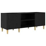 LMTYOENFG Schallplattenschrank Schwarz Eichen-Optik 121 x 38 x 48 cm - Vinyl Regal mit Türen, Holzwerkstoff Plattenregal mit 4 Fächern, Phono Lowboard für Schallplatten