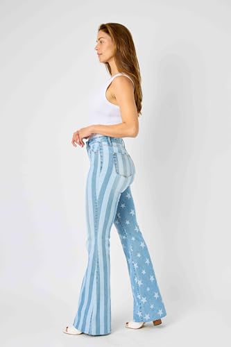 Judy Blue 'The Americana' Flare Jeans - High Waist, Patriotic Stars & Stripes, Stretch Denim 88695-4