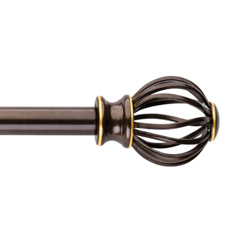 Curtain Rods for Windows 30-144 Inch Adjustable Heavy Duty Metal,1 Inch Pipe Decorative Modern Rustic Blackout Drapery Rods with Twisted Cage Finials