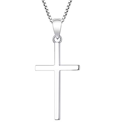 YL Women s Cross Necklace Sterling Silver Criss Polished Pendant 18k White Gold Plated Jewelry
