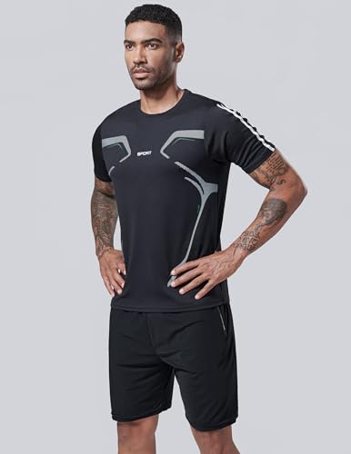 Image of 5 Pack Men's Active Quick Dry Crew Neck T Shirts | Athletic Running Gym Workout Short Sleeve Tee Tops Bulk