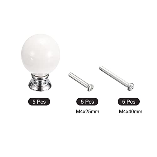 Uxcell 37X27Mm Ceramic Drawer Knobs, 5Pcs Ball Shape Door Pull Handles With Mounting Screws For Home, Drawer And Dresser, White #TOP2