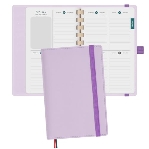 BEZEND Pocket Diary 2026 Week to View (17 x 11.3 cm) Spiral, Small Weekly Planner from Jan to Dec 26, Appointment Diary with Card Slots & Refillable Vegan Leather Soft Cover, Lilac