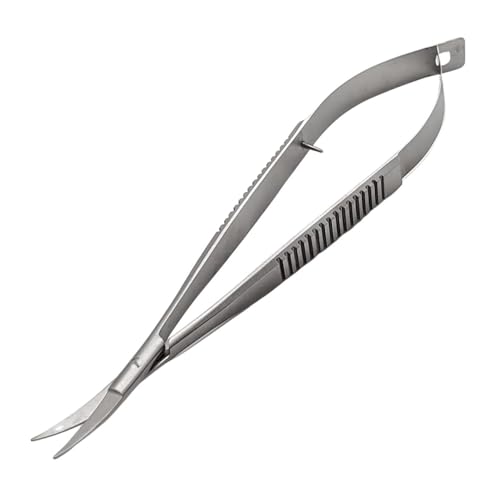 Micro Scissors 5.5" Curved Snip Embroidery Scissor Extra Sharp Tip Eyebrow Trimming Scissor Spring action Sewing Arts & Craft for Grooming thread Premium Stainless Steel Squeeze Applique Scissors.