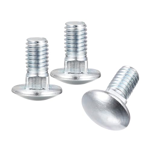Image of uxcell 3 /8-16x3 /4 Carriage Bolt, 6pcs Round Head Square Neck Screws, Carbon Steel Zinc Plated, Fully Threaded, Silver