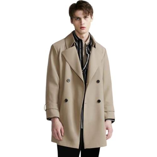 Chaqueta de gabardina cruzada de sastre con solapa abrigo de caballero en tejido liso premium