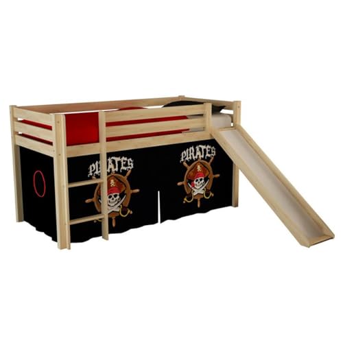 Paris Prix Lit Enfant avec Toboggan Pino Pirates II 90x200cm Naturel