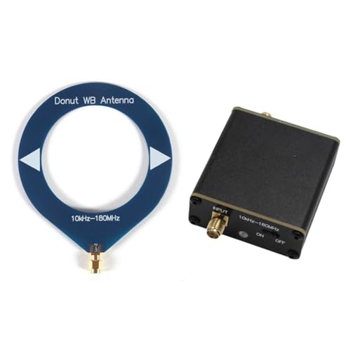 Yominerr Antena de Banda Tipo Donut de 10 KHz A 180 MHz con Convertidor de Baja Impedancia para Radio Walkie Talkie SDR Azul