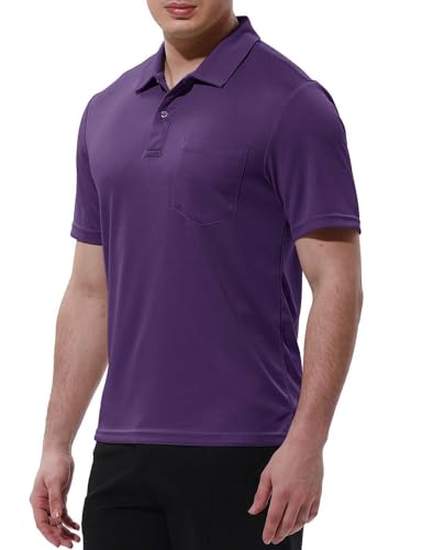 Image of Rdruko Men's Polo Shirts Short Sleeve Quick Dry Outdoor Golf Sports Shirts with Pocket