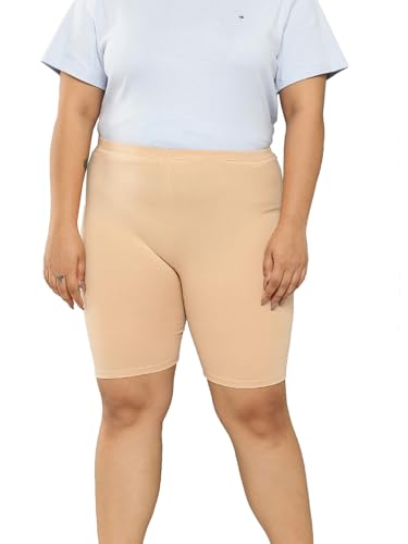 Image of LEADING LADY Women's Solid Cotton Mid Rise Shorts | Skinny fit Short for Workout, Yoga, Gym & Running Shorties (Pack of 3)
