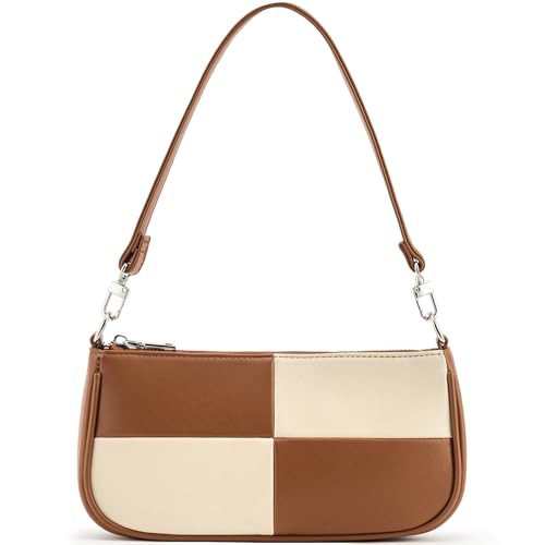 Image of Shoulder Bag for Women Retro Vegan Leather Classic Clutch Tote HandBags Purses with Zipper Closure