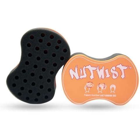 Nudred Hair Sponge for Black Men and Women, Hair Twisting Sponge, Barber Curling Care Tool, Brushes for Curling Afro Style Dreads, Curls, Coils & Twists, Curl Sponge Brush with Small Holes, Orange Cover