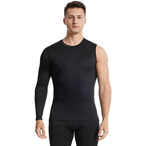 New Compression Shirts for Men 1/2 One Arm Long Sleeve Athletic Base Layer Undershirt Gear T Shirt for Workout Basketball (Large,Black-1)