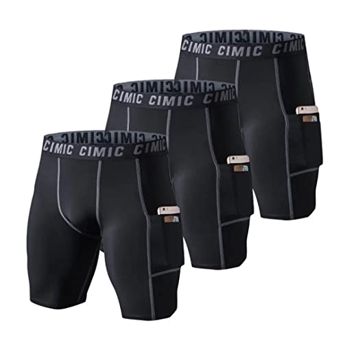 frueo 3 Pièces Short Compression Homme Running Collant Court de Sport(490) 3Black-L Cover