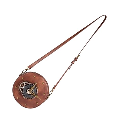 Pochette Ronde Steampunk en Cuir PU Sac Banane Vintage