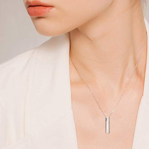 ONEFINITY 3D Vertical Bar Urn Necklace for Ashes 925 Sterling Silver Simple Bar Urn Pendant Memorial -Ashes Keepsake Cremation Necklace Jewelry3