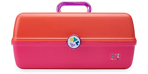 Caboodles Ultimate On-The-Go Girl - Social Butterfly | X-Large Cosmetic Organizer, Make-up & Accessory Case, Orange Lid & Hot Pink Base