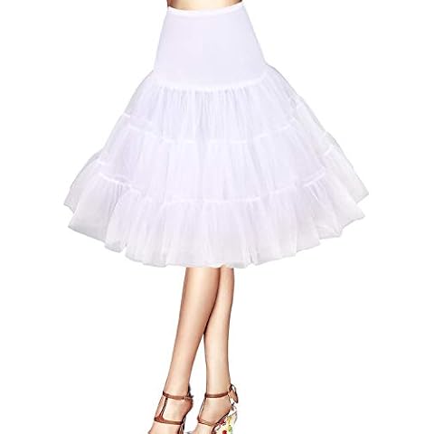 50s Retro Petticoat Underskirt for Women Vintage A-line Crinoline Half Slips Hoopless Tutu 1950s Swing Vintage Petticoat Tutu Retro Vintage Underskirt White Cover
