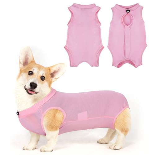 Adiwo Pet Recovery Suit, Hunde Nach Op Kastration Wundschutzanzug für Klein- und Mittelgroße Hunde, Body Suit nach der Operation, Kurz-L (4–7 kg)