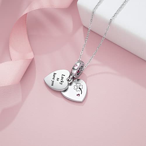 DALARAN 925 Sterling Silver Charms Mother Daughter Sister Dangle Bead for Charm Bracelet Necklace3