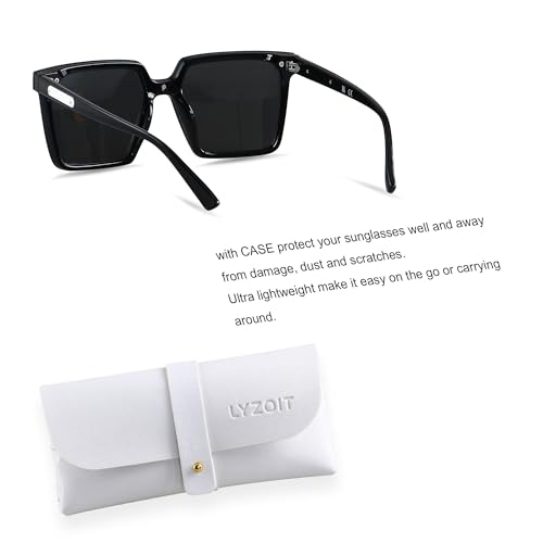 LYZOIT Modern Oversized Square Sunglasses Women Men Retro Womens Rimless Big Sun Glasses UV Protection2