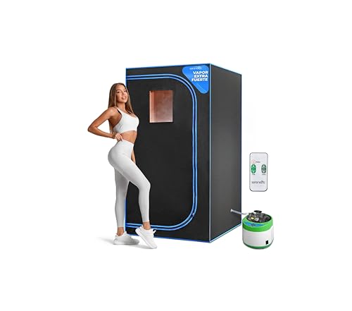 SereneLife Sauna de Vapor portátil de tamaño Completo. SPA Personal en el hogar, con Control Remoto, Silla Plegable y Temporizador
