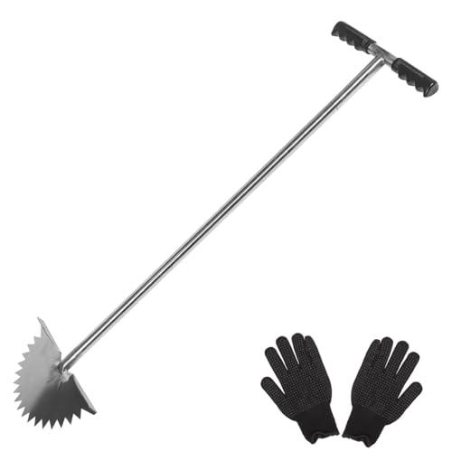 Sosoport Tondeuse à Gazon Demi-Lune Cisaillement Dherbe Matériel Daménagement De Jardin Coupe-Bordure Longue Poignée Taille-arbuste Déligneuse De Jardin Outil Lame Acier Inoxydable Manuel