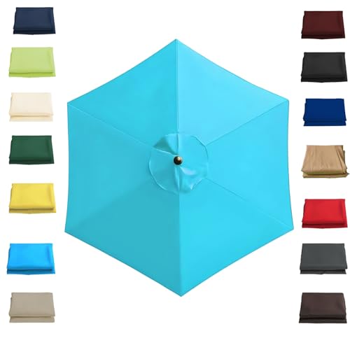 Toldo de Recambio de Sombrilla 2/2.3/2.7/3.0 Metros, Cubierta de Sombrilla de Tela de Repuesto 6/8 Varillas, Protección UV Toldo de Repuesto para Parasol de Poliéster(lago azul,2.0m/6 Arms)