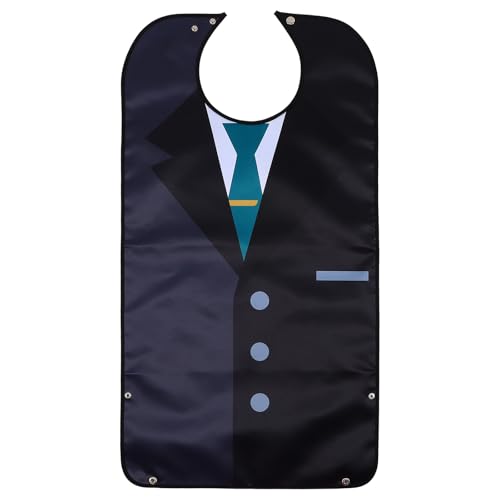 Tofficu Babero para Comer para Adultos Mayores Diseño de Traje Masculino Poliéster Ligero Botón Antideslizante Protector Ropa para Pacientes y Rehabilitación