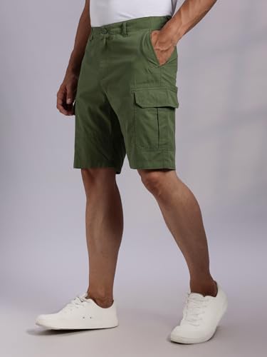 Image of Thomas Scott Men's | Regular Fit | 100% Cotton | Solid | Breathable Lightweight | 6-Pocket Cargo Shorts | Cricket Club Collection