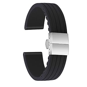 Bracelet de Montre en Silicone Haute Qualité ULLCHRO - Motif Rayure (Occasion Comme Neuf)