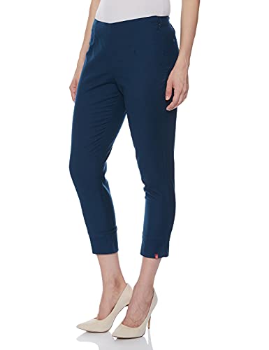 Image of BIBA Cotton Blend Solid Regular Casual Pants
