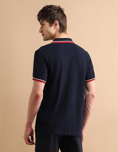 Image of U.S. POLO ASSN. Solid Slim Fit Polo T Shirts for Men - 100% Cotton, Half Sleeve Mens Tshirt - XL, Navy