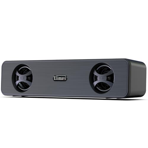 Elimavi Enceinte PC USB 2.0 avec Deux Pilotes de 5 W, Barre Audio d'ordinateur, Mini Barre de Son - Plug and Play