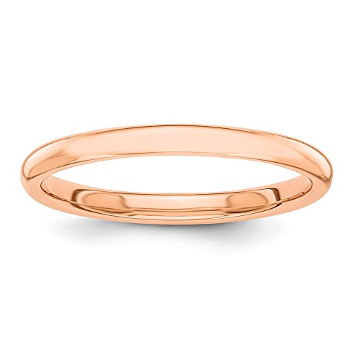 Solid 14k Rose Gold 2mm Plain Classic Wedding Band Ring